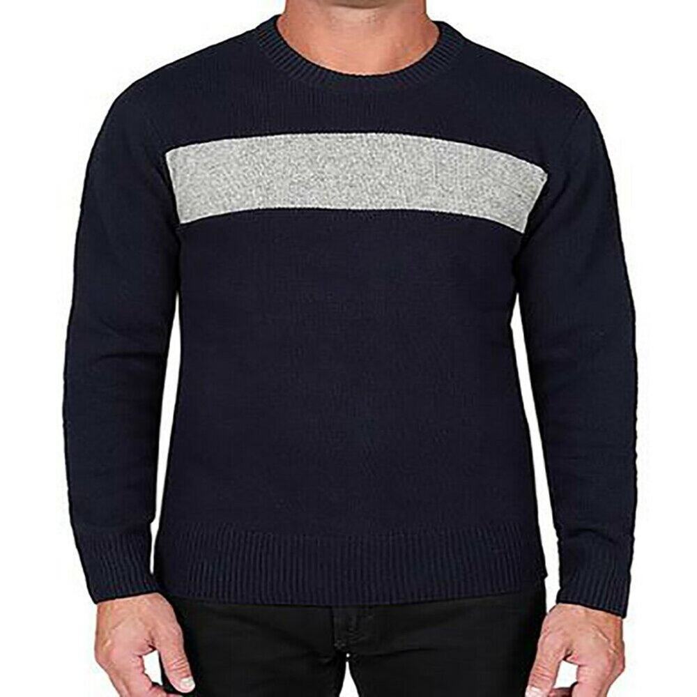 Slate & Stone Pullover Sweater Long Sleeves Crew Neck Blue/Cream X-Large NEW